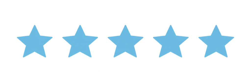 Fünf blaue Sterne auf Weiß